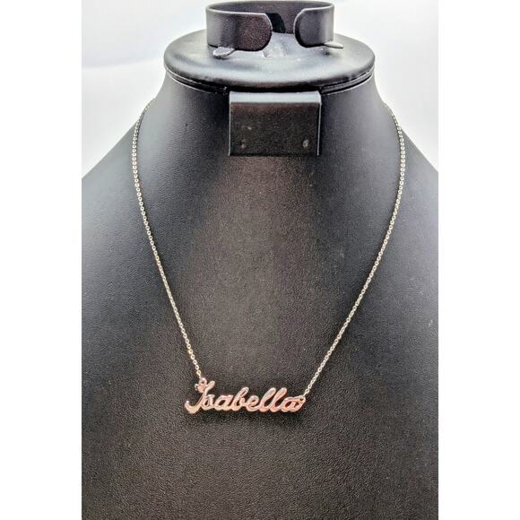 Silver Tone Cursive  'Isabella' Name 18" Necklace - Picture 1 of 5
